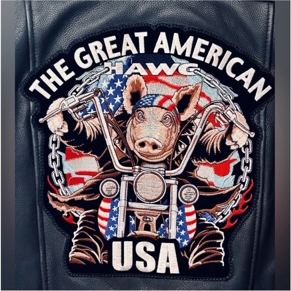 Unik Black Leather Vest with Lace-Up Sides, Braided Leather, HOG Patches LARGE - Picture 4 of 15